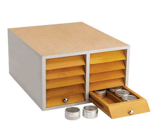 Wooden Storage Cabinet With Aluminium Tins