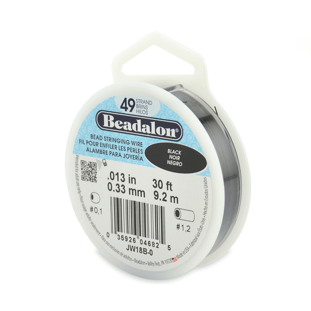 Beadalon 49 Strand Beading Wire, 0.33mm X 9.2m, Black