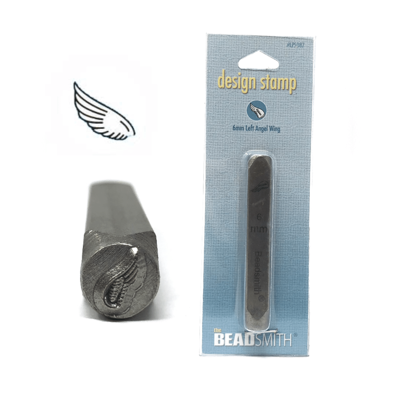 Beadsmith Left Angel Wing Design Stamp, 6mm