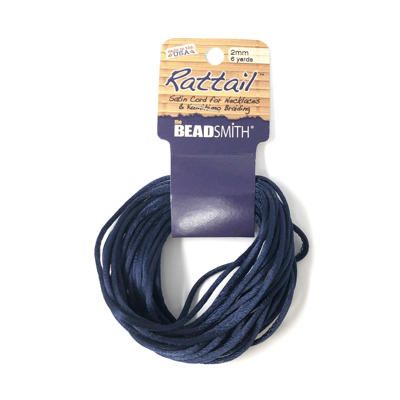 Beadsmith Rattail Satin Cord – Navy